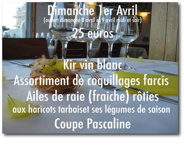 Dimanche 1er avril. Au menu Dimanche 1er avril. Au menu
