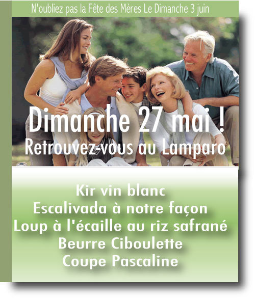 Dimanche 27 mai : Au menu ! Ouvert Dimanche midi et soir et Lundi midi et Fermé Mardi toute la journée exceptionnellement Dimanche 27 mai : Au menu ! Ouvert Dimanche midi et soir et Lundi midi et Fermé Mardi toute la journée exceptionnellement