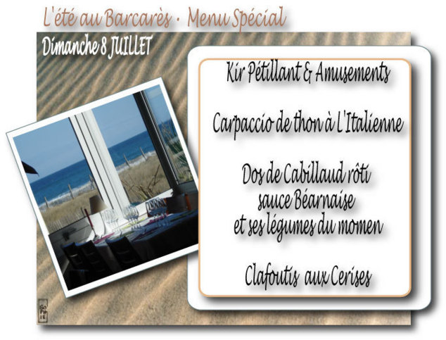 Au menu Dimanche 8 juillet Au menu Dimanche 8 juillet