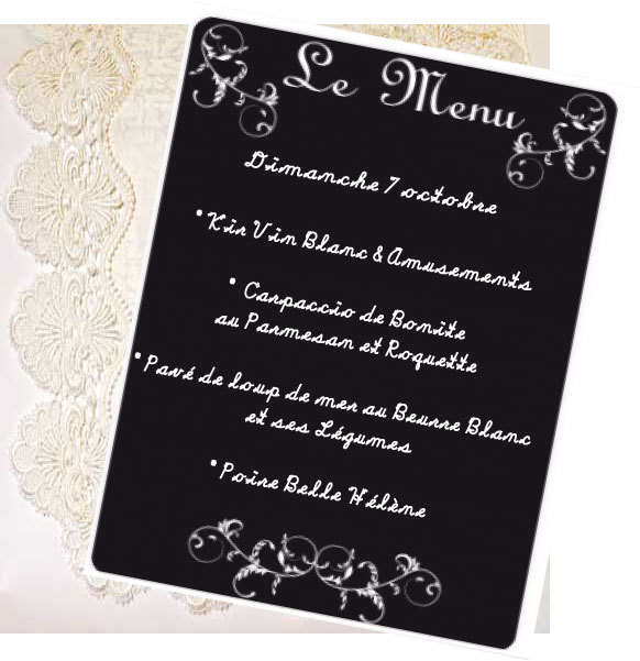 Au menu Dimanche 7 octobre Au menu Dimanche 7 octobre