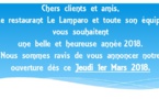 Toute l'équipe du Lamparo vous souhaite une belle année et vous donne rendez-vous à partir du 1er mars 2018